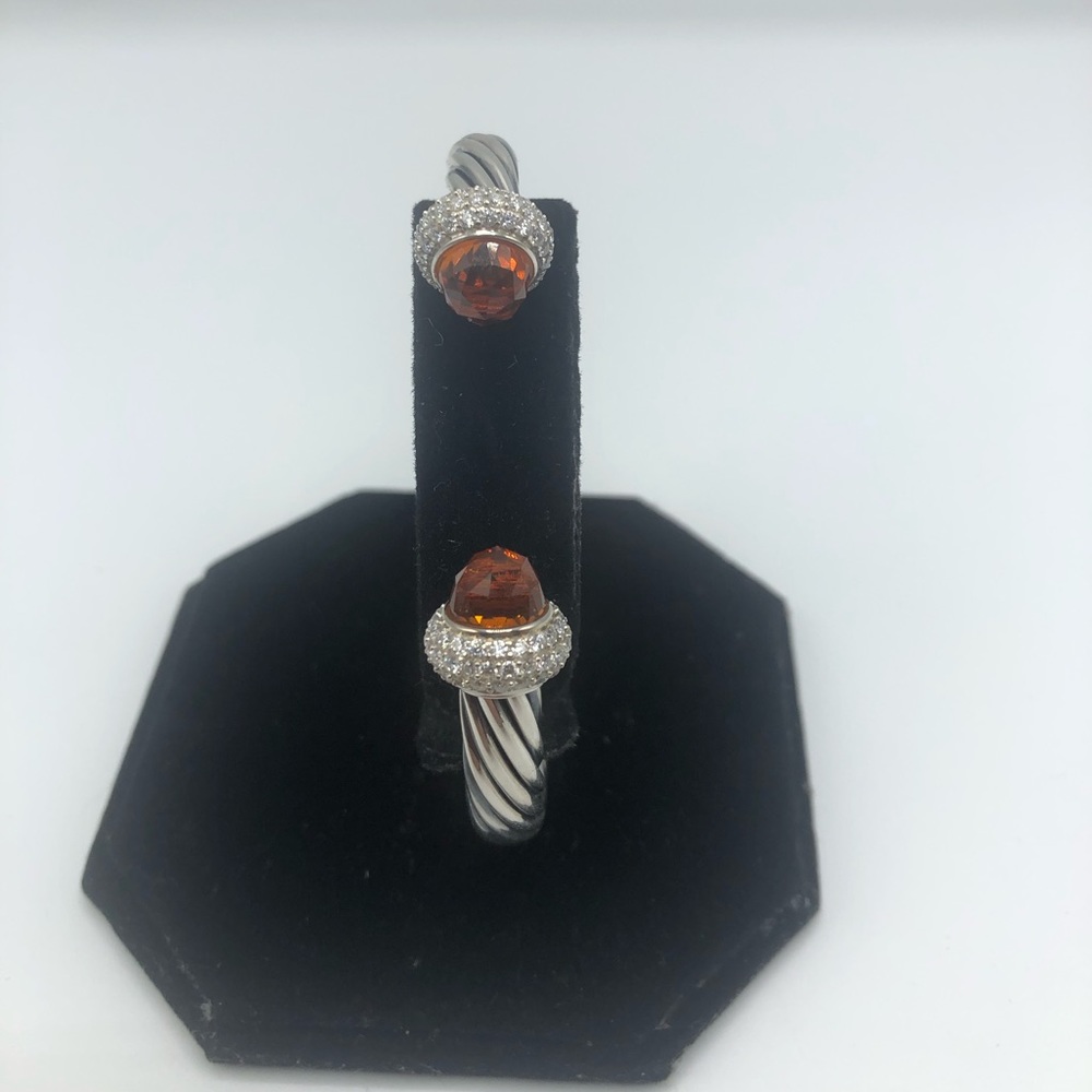 David Yurman 925 7mm citrine diamond bracelet